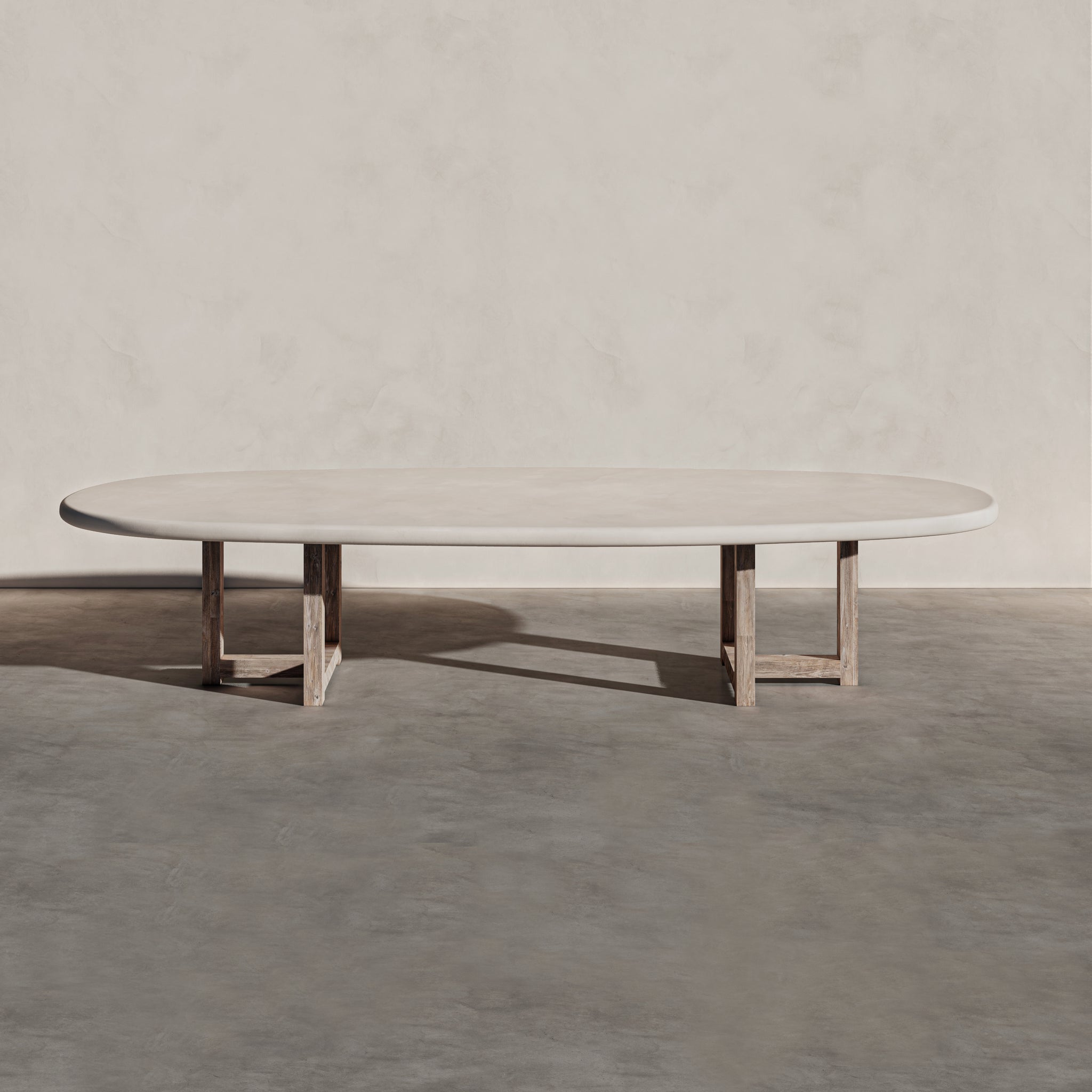 OS - Oval Long Dining Table with Wooden Legs