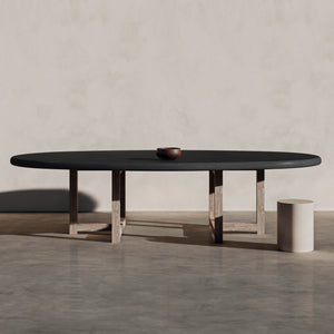 Oval Dining Table with Wooden Legs